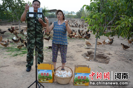 何艳军通过直播帮助养殖户销售柴鸡蛋。